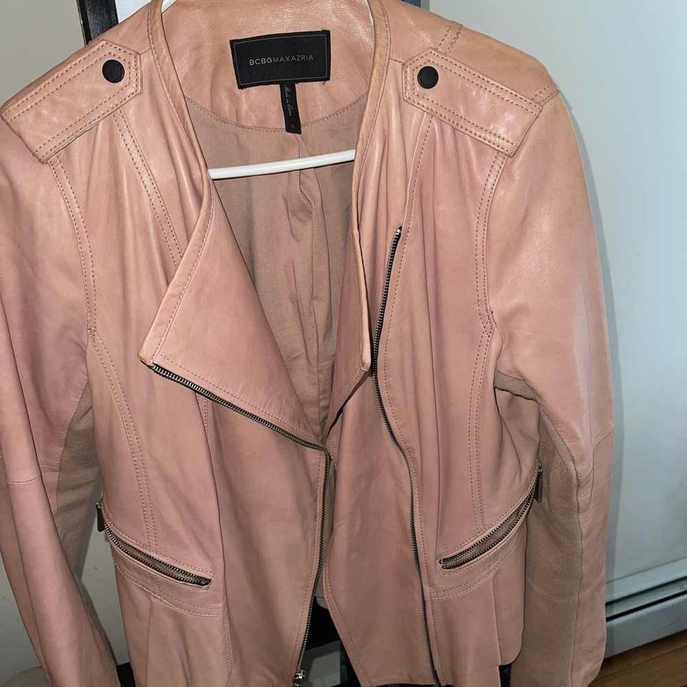 BCBG leather poplin jacket sz Large